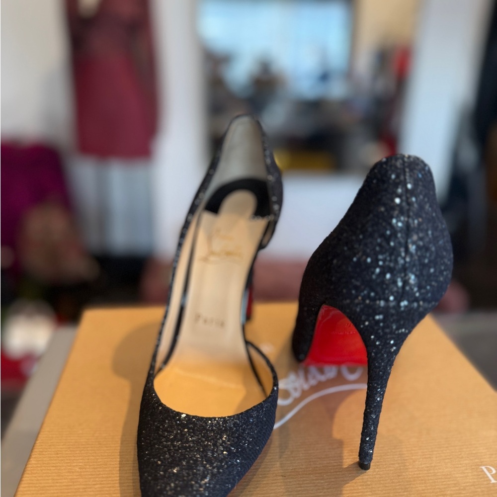 Christian Louboutin Heels Black Glitter 38 - Picture 3 of 5